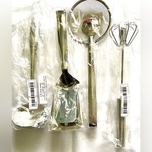 NWT! Stainless Steel 4 Piece Set Fryer Spatula Whisk Ladle